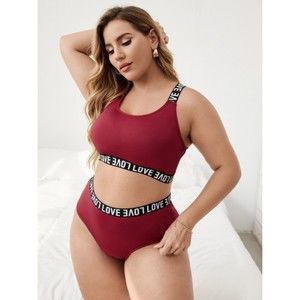 16 Plus (2X) Red Letter Tape Lingerie Set